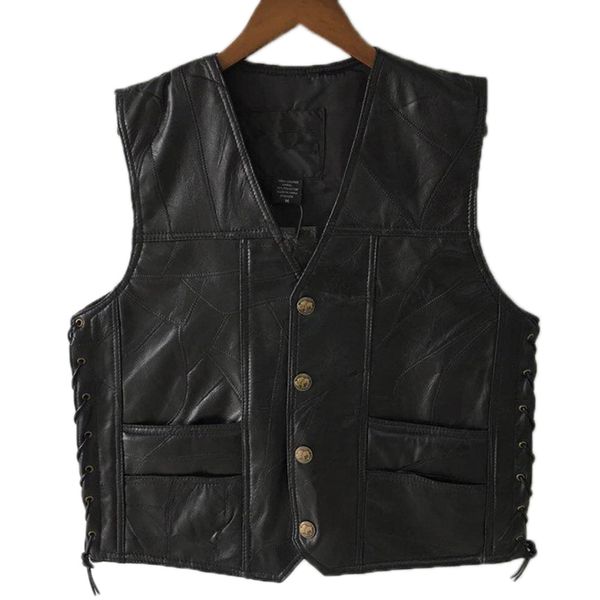 black punk men's leather vt, leather motorcycle vt, svels et, autumn lace button, Black;white
black punk men's leather vt, leather motorcycle vt, svels et, autumn lace button, Black;white