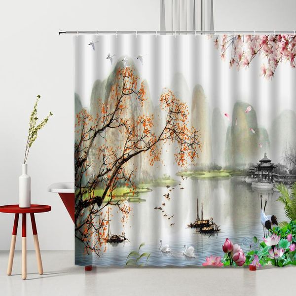 shower curtains chinese printed curtain ink mountain water flower scenery polyester home bathroom decor bath hanging cloth set
shower curtains chinese printed curtain ink mountain water flower scenery polyester home bathroom decor bath hanging cloth set