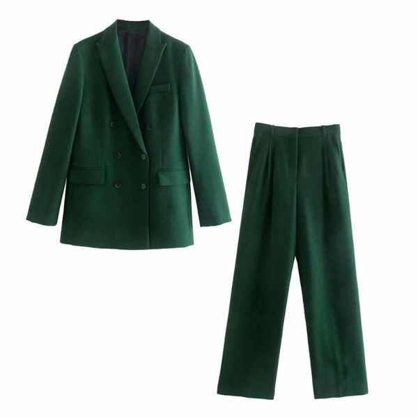 women's two piece pants pinkou women elegant green blazer set double breasted jacket long female office wear chic suits tz81, White
women's two piece pants pinkou women elegant green blazer set double breasted jacket long female office wear chic suits tz81, White