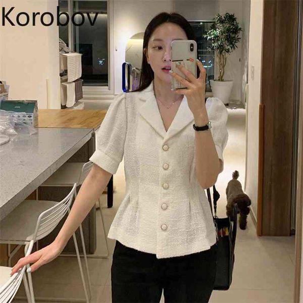 korobov vintage single breasted short sleeve women blazers korean chic summer slim white blazer new arrival coats 210430, White;black
korobov vintage single breasted short sleeve women blazers korean chic summer slim white blazer new arrival coats 210430, White;black