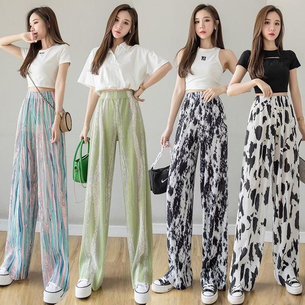 women's pants & capris 2021 summer tie dye women wide leg female thin elastic waist soft chiffon straight pant chic fashion slim casual, Black;white
women's pants & capris 2021 summer tie dye women wide leg female thin elastic waist soft chiffon straight pant chic fashion slim casual, Black;white