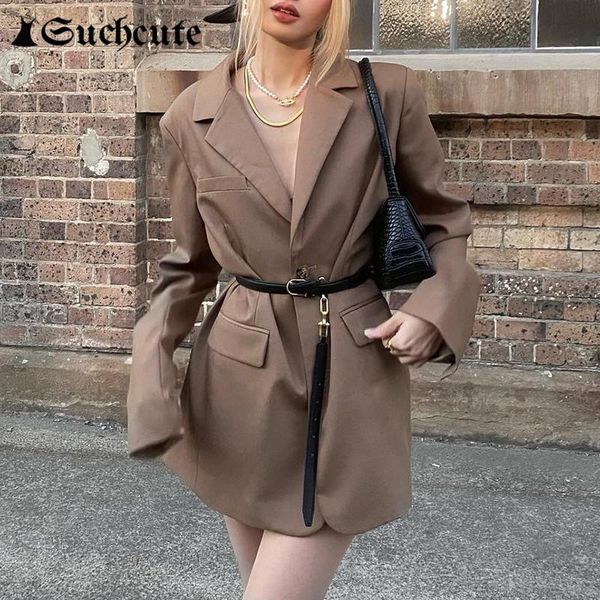 women's suits & blazers suchcute vintage women blazer with sashes pockets loose casual office lady autumn winter jacket coat streetwear, White;black
women's suits & blazers suchcute vintage women blazer with sashes pockets loose casual office lady autumn winter jacket coat streetwear, White;black