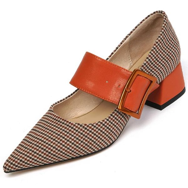 dress shoes women's genuine leather plaid fabric patchwork big metal buckle slip-on ol style fashion pumps ladies med heel pointed toe, Black
dress shoes women's genuine leather plaid fabric patchwork big metal buckle slip-on ol style fashion pumps ladies med heel pointed toe, Black