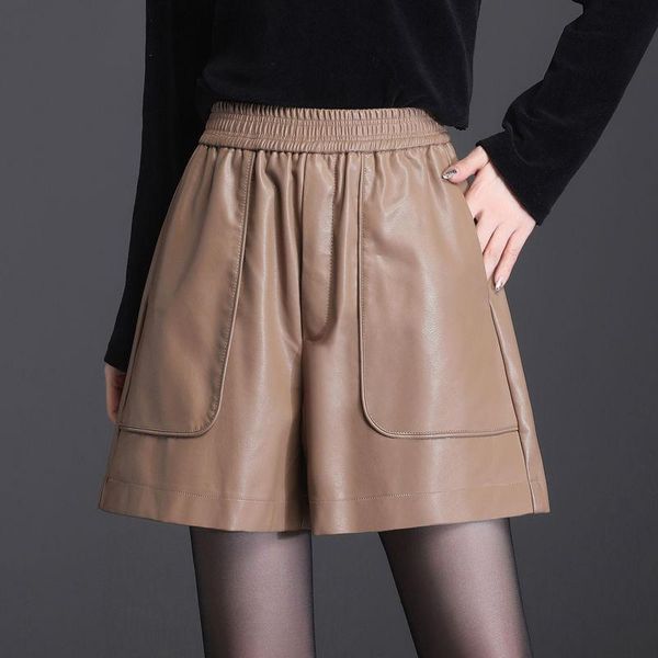 women's shorts women 2021 autumn winter fashion high waist pu leather female casual loose pockets wide leg z738, White;black
women's shorts women 2021 autumn winter fashion high waist pu leather female casual loose pockets wide leg z738, White;black