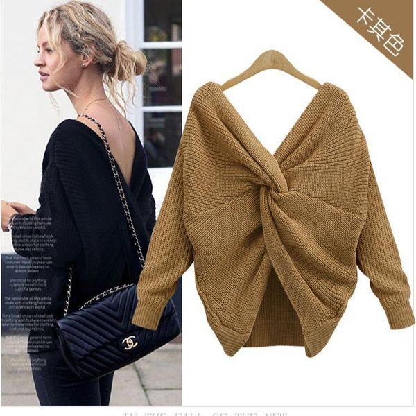 women's sweaters autumn and winter v-neck sweater backless irregular cross-knotted two-sided wear 2021 cashmere women, White;black
women's sweaters autumn and winter v-neck sweater backless irregular cross-knotted two-sided wear 2021 cashmere women, White;black