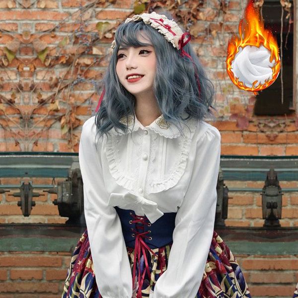 women's blouses & shirts winter warm embroidery lolita blouse cute for women gothic costume sweet bow tie frill neck shirt long sleeve, White
women's blouses & shirts winter warm embroidery lolita blouse cute for women gothic costume sweet bow tie frill neck shirt long sleeve, White