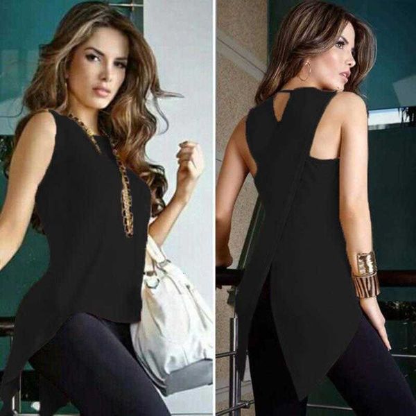 women's blouses & shirts womens and sleeveless ladies female cross irregular o-neck woman blouse shirt summer for women c9u3, White
women's blouses & shirts womens and sleeveless ladies female cross irregular o-neck woman blouse shirt summer for women c9u3, White