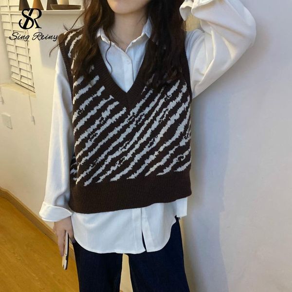 women's vests singreiny women zebra pattern knitted vest fashion v neck oversized loose sweater vintage sleeveless female waistcoat, Black;white
women's vests singreiny women zebra pattern knitted vest fashion v neck oversized loose sweater vintage sleeveless female waistcoat, Black;white