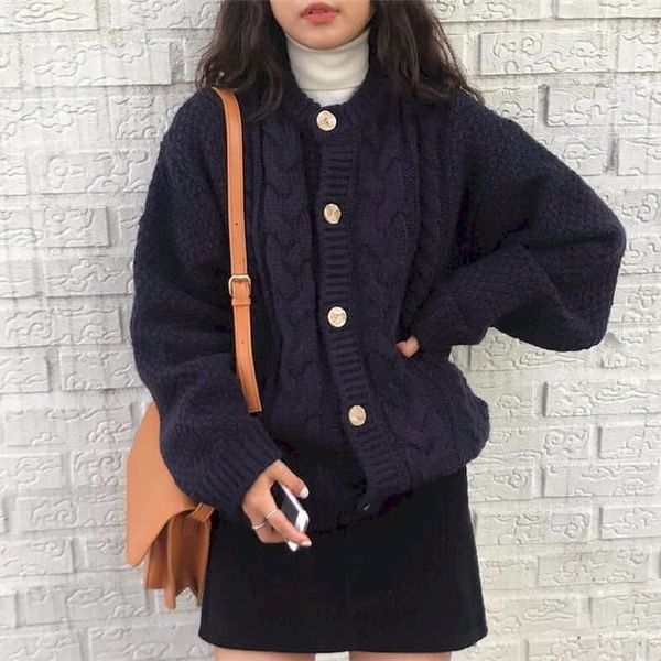 women's sweaters all-match thick knitted long-sleeved cardigan female autumn winter new loose harajuku elegant sweater women high, White;black
women's sweaters all-match thick knitted long-sleeved cardigan female autumn winter new loose harajuku elegant sweater women high, White;black