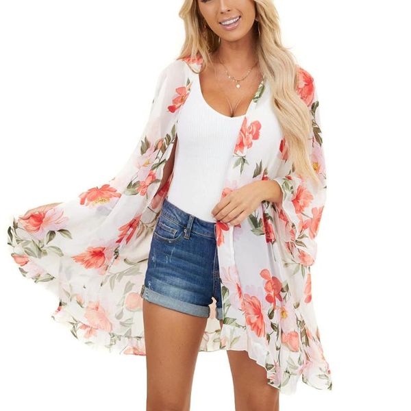 women's swimwear women towel pareo for beach chiffon printing smock casual loose ruched cardigan cape kimono femme plage cover up, White;black
women's swimwear women towel pareo for beach chiffon printing smock casual loose ruched cardigan cape kimono femme plage cover up, White;black