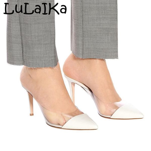 dress shoes brand 2021 ladies spring summer transparent pu pointed stitching outer wear fashion party white half drag high heels, Black
dress shoes brand 2021 ladies spring summer transparent pu pointed stitching outer wear fashion party white half drag high heels, Black