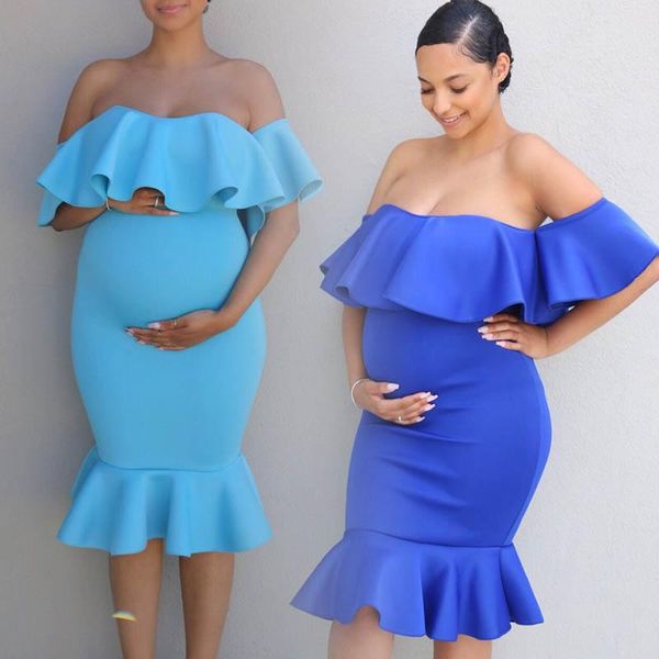 maternity dresses shoulderless dress po shoot stretch women's clothing ruffle collar trailing long pography, White
maternity dresses shoulderless dress po shoot stretch women's clothing ruffle collar trailing long pography, White