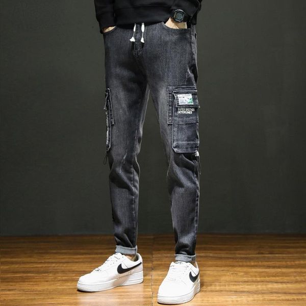 men's jeans men harlan long pant fall 2021 loose straight tether cargo pants denim black elastic mid waist fashion casual jean, Blue
men's jeans men harlan long pant fall 2021 loose straight tether cargo pants denim black elastic mid waist fashion casual jean, Blue