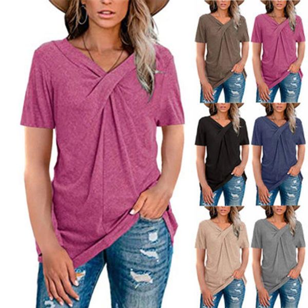 summer women casual solid color neckline twist short-sleeved loose pullover bottoming shirt women's t-shirt, White
summer women casual solid color neckline twist short-sleeved loose pullover bottoming shirt women's t-shirt, White
