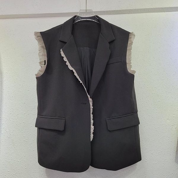 women's vests fashion black net yarn patchwork suit vest autumn notched collar sleeveless office ladies blazers waistcoat casual veste, Black;white
women's vests fashion black net yarn patchwork suit vest autumn notched collar sleeveless office ladies blazers waistcoat casual veste, Black;white