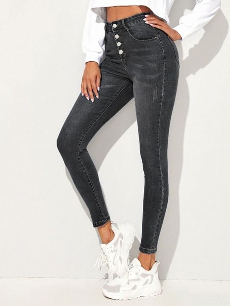 high waist high stretch cat whiskers skinny jeans a6vu#, Blue