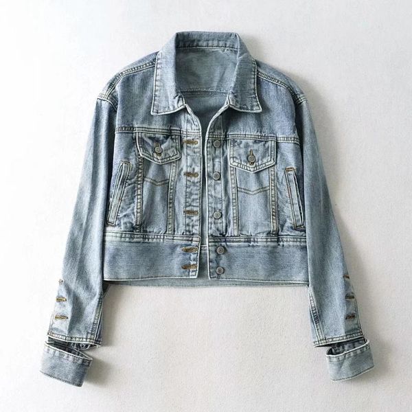 women's jackets autumn denim jacket fashion lapel single breasted high back waist top, Black;brown
women's jackets autumn denim jacket fashion lapel single breasted high back waist top, Black;brown