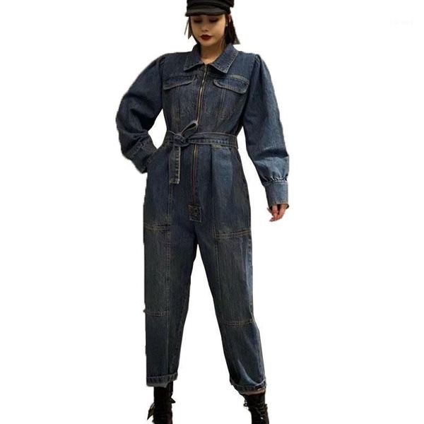 women's jumpsuits & rompers vefadisa denim women 2021 spring lapel long sleeve with sashes high waist solid blue qyf1981, Black;white
women's jumpsuits & rompers vefadisa denim women 2021 spring lapel long sleeve with sashes high waist solid blue qyf1981, Black;white