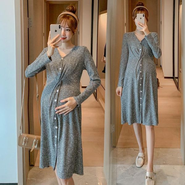 casual dresses pregnant women's autumn clothes fashion v-neck openable lactation knitted dress, Black;gray
casual dresses pregnant women's autumn clothes fashion v-neck openable lactation knitted dress, Black;gray