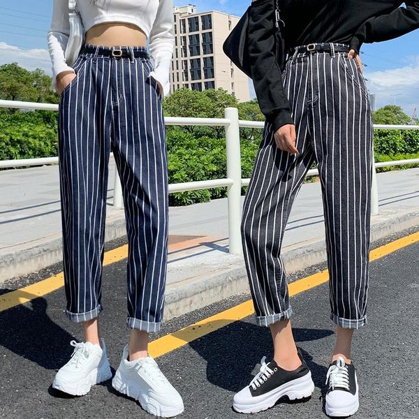 women's jeans vintage striped harem pants straight high waist denim fabric blue female casual loose chic girl
women's jeans vintage striped harem pants straight high waist denim fabric blue female casual loose chic girl