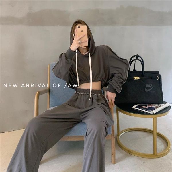 women's tracksuits casual winter clothing set cropped hoodies+sweatpants two piece outfits for women 2021 female loose sportsuits 2 col, Gray
women's tracksuits casual winter clothing set cropped hoodies+sweatpants two piece outfits for women 2021 female loose sportsuits 2 col, Gray