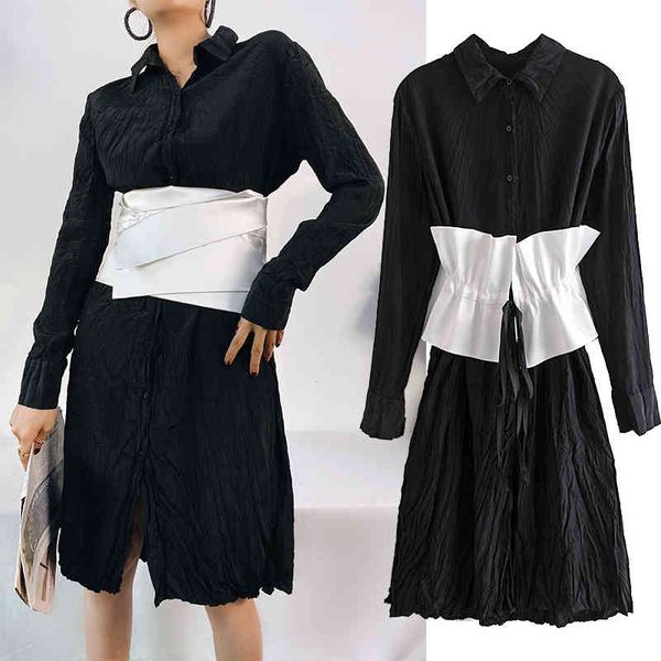 casual dresses fashion folds waist decoration dress turn-down collar long sleeve woman slim waist chic party mini es cwyq, Black;gray
casual dresses fashion folds waist decoration dress turn-down collar long sleeve woman slim waist chic party mini es cwyq, Black;gray