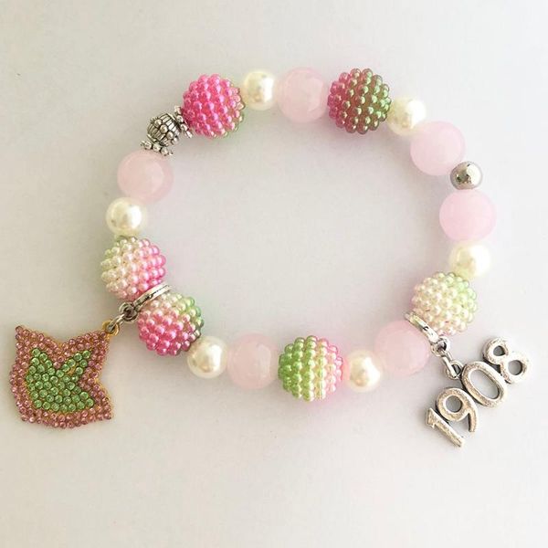 beaded, strands hand made greek sorority pink white rhinestone 1908 charm bracelet jewelry, Black
beaded, strands hand made greek sorority pink white rhinestone 1908 charm bracelet jewelry, Black