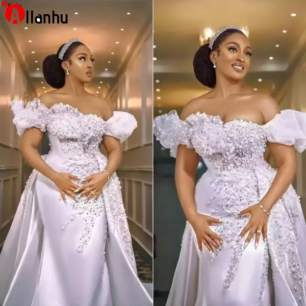 2022 2022 new year's pearls mermaid wedding dresses with detachable train african nigerian off the shoulder beaded applique vestido de, White
2022 2022 new year's pearls mermaid wedding dresses with detachable train african nigerian off the shoulder beaded applique vestido de, White