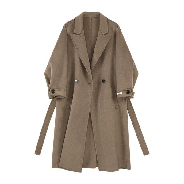 women's wool & blends tie mixtures coat waist autumn double-sided tweed windbreaker winter jacket coats woman 2021 female fur, Black
women's wool & blends tie mixtures coat waist autumn double-sided tweed windbreaker winter jacket coats woman 2021 female fur, Black