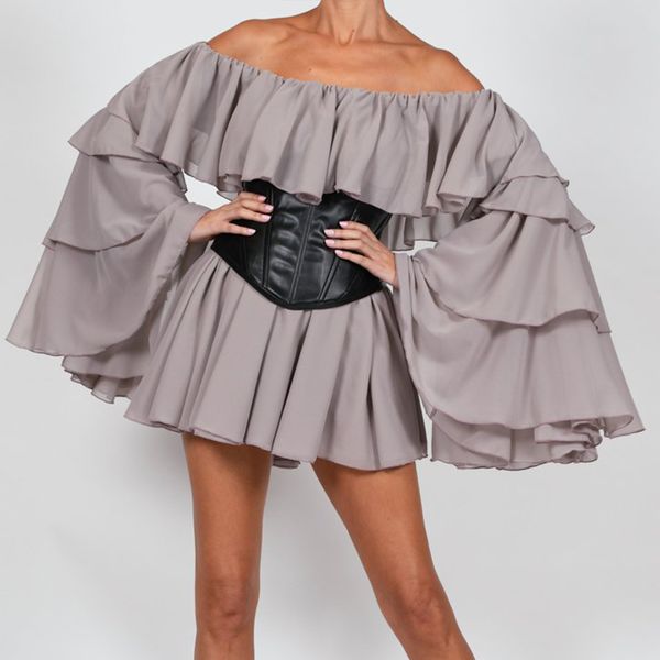 adyce 2021 new summer fashion off shoulder long sleeve mini dress for women ruffles mesh club celebrity runway party dress, Black;gray
adyce 2021 new summer fashion off shoulder long sleeve mini dress for women ruffles mesh club celebrity runway party dress, Black;gray