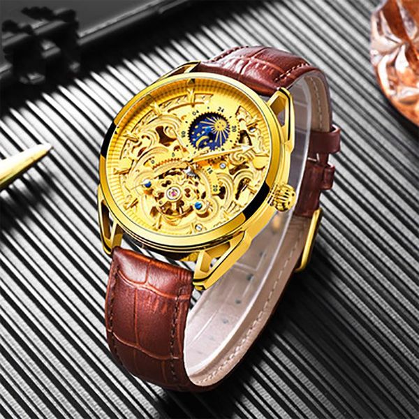 wristwatches fashion gold watch men's business steel the sun moon and stars night light hollow perspective tourbillon automatic mechani, Slivery;brown
wristwatches fashion gold watch men's business steel the sun moon and stars night light hollow perspective tourbillon automatic mechani, Slivery;brown