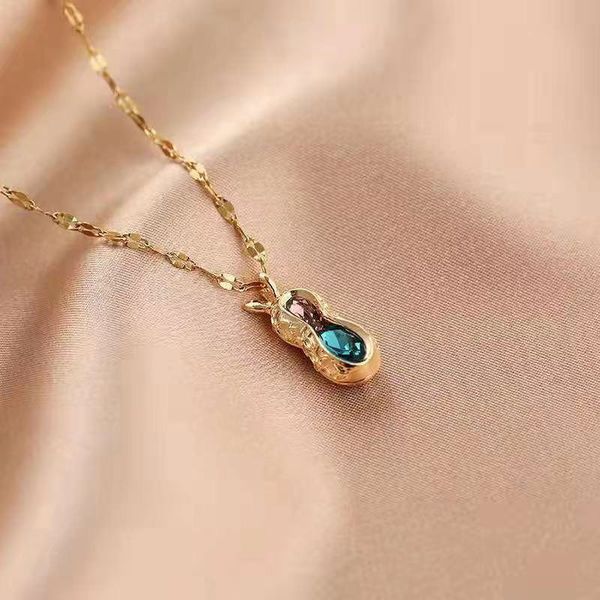 pendant necklaces factory direct supply japanese and korean lucky crystal peanut simple clavicle chain special-interest design advanced eleg, Silver
pendant necklaces factory direct supply japanese and korean lucky crystal peanut simple clavicle chain special-interest design advanced eleg, Silver