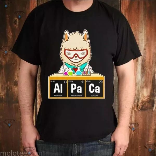 llama alpaca chemistry t-shirt, White;black 
llama alpaca chemistry t-shirt, White;black