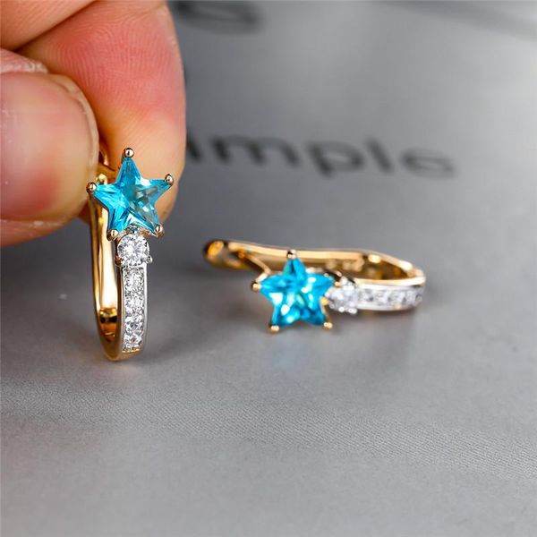 hoop & huggie boho crystal stone wedding earrings cute star aqua blue zircon minimalist rose gold color small for women, Golden;silver
hoop & huggie boho crystal stone wedding earrings cute star aqua blue zircon minimalist rose gold color small for women, Golden;silver