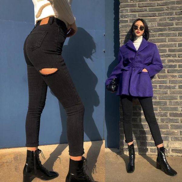 women's jeans womens high wais trousers destroyed ripped distressed hole denim stretchy pants skinny black pencil, Blue
women's jeans womens high wais trousers destroyed ripped distressed hole denim stretchy pants skinny black pencil, Blue