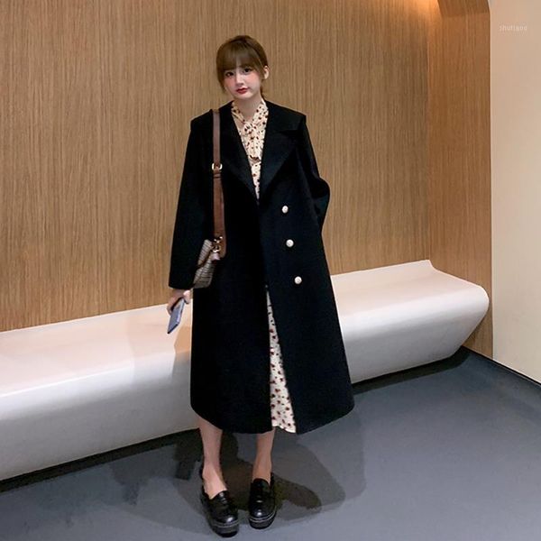 women's wool & blends jacket women coat long woolen autumn and winter veste manteau femme, Black
women's wool & blends jacket women coat long woolen autumn and winter veste manteau femme, Black