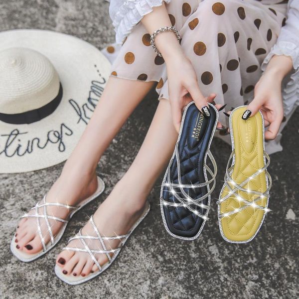 summer flat sandals women's rhinestone flip-flops outer wear large size fashionable flat-heel slippers, Black
summer flat sandals women's rhinestone flip-flops outer wear large size fashionable flat-heel slippers, Black