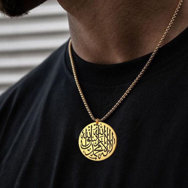 qur'an shahada arabic calligraphy islam pendant for men stainless steel round disc necklace jewelry necklaces, Silver
qur'an shahada arabic calligraphy islam pendant for men stainless steel round disc necklace jewelry necklaces, Silver