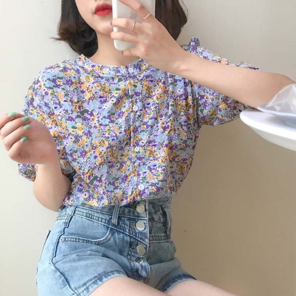 2 colors femme womens 2021 summer korean style picnic floral print short sleeve shirt women blouses (f3985), White
2 colors femme womens 2021 summer korean style picnic floral print short sleeve shirt women blouses (f3985), White