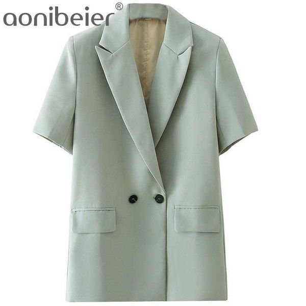 green blazers ol office lady suit jacket summer notched collar double breasted short sleeve women casual long 210604, White;black
green blazers ol office lady suit jacket summer notched collar double breasted short sleeve women casual long 210604, White;black