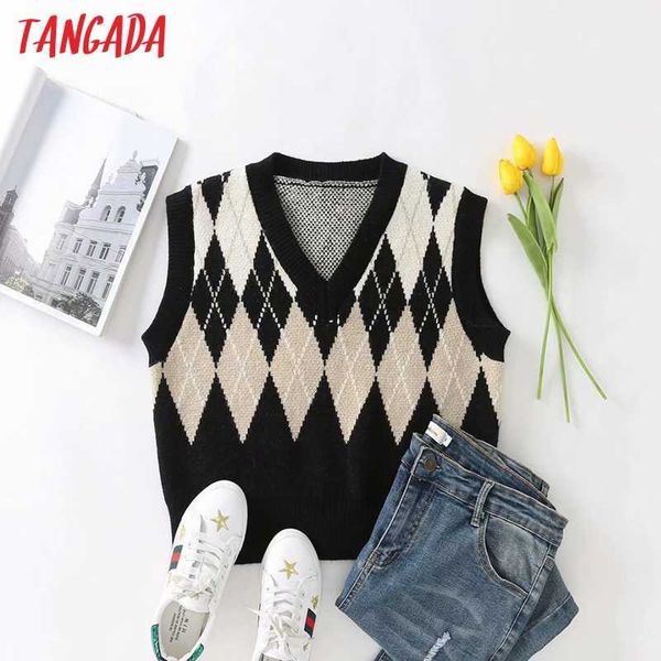 tangada women fashion plaid crop knitted vest sweater v neck sleeveless female waistcoat chic 2j2 210609, White
tangada women fashion plaid crop knitted vest sweater v neck sleeveless female waistcoat chic 2j2 210609, White