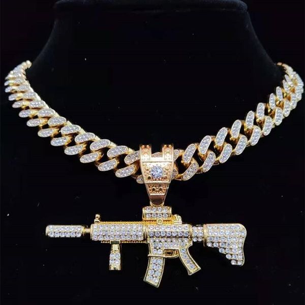 pendant necklaces men women hip hop iced out bling submachine gun necklace with 13mm miami cuban chain hiphop fashion jewelry, Silver
pendant necklaces men women hip hop iced out bling submachine gun necklace with 13mm miami cuban chain hiphop fashion jewelry, Silver