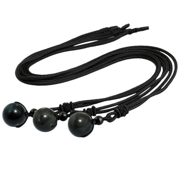 pendant necklaces natural rainbow obsidian gem stone necklace adjustable black rope chain double ball energy amulet jewelry for women gift, Silver
pendant necklaces natural rainbow obsidian gem stone necklace adjustable black rope chain double ball energy amulet jewelry for women gift, Silver