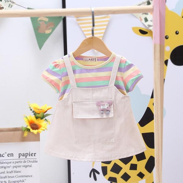 girl's dresses born baby clothing girls dress 2021 summer fashion cute stripe short sleeved candy color strap casual, Red;yellow
girl's dresses born baby clothing girls dress 2021 summer fashion cute stripe short sleeved candy color strap casual, Red;yellow