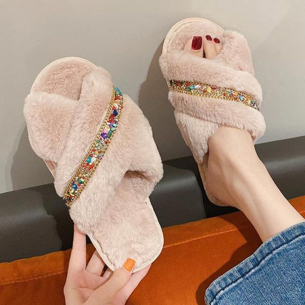 slippers 2021 women crystal fur slides home indoor for bedroom furry fulffy shoes open toe ytmtloy flat with zapatillas mujer, Black 
slippers 2021 women crystal fur slides home indoor for bedroom furry fulffy shoes open toe ytmtloy flat with zapatillas mujer, Black