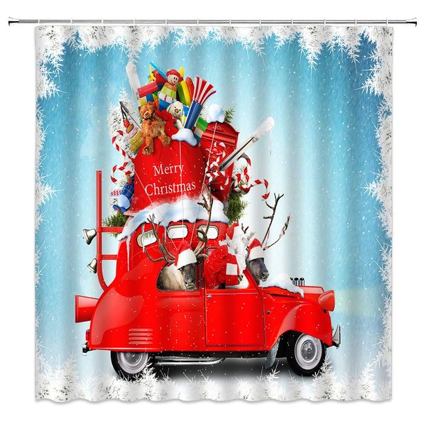 christmas shower curtain santa claus sits in a red truck loaded elk and full, 70x70 inch polyester fabric bathroom accessories
christmas shower curtain santa claus sits in a red truck loaded elk and full, 70x70 inch polyester fabric bathroom accessories
