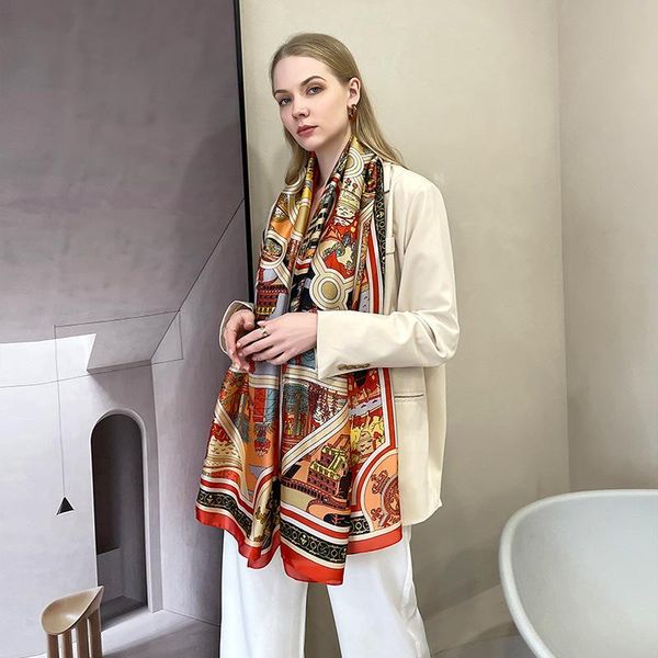 scarves 2021 fashion silk scarf for women 90*180cm neck hair tie band bag shawl and warp print soft neckerchief hijab female foulard, Blue;gray
scarves 2021 fashion silk scarf for women 90*180cm neck hair tie band bag shawl and warp print soft neckerchief hijab female foulard, Blue;gray