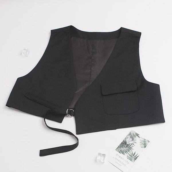 women's vests superaen solid black irregular short loose shirt suit horse clip woman jacket vest, Black;white
women's vests superaen solid black irregular short loose shirt suit horse clip woman jacket vest, Black;white