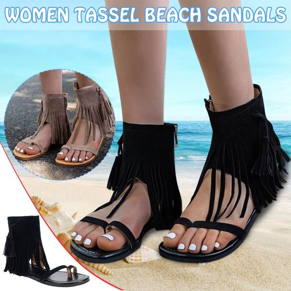 sandals 2021 refreshing shoes sandal for women's suede open toe zipper flat non-slip tassel beach, Black
sandals 2021 refreshing shoes sandal for women's suede open toe zipper flat non-slip tassel beach, Black