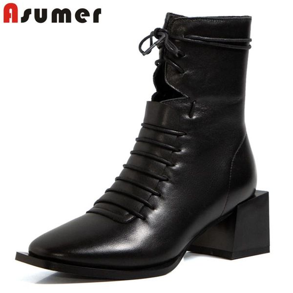 boots asumer 2021 arrive autumn winter women's genuine leather thick heels comfortable fashion cross tied ankle woman, Black
boots asumer 2021 arrive autumn winter women's genuine leather thick heels comfortable fashion cross tied ankle woman, Black